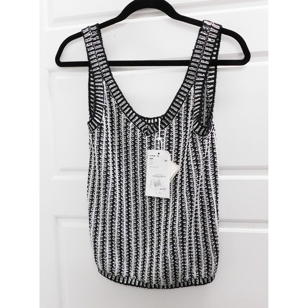 Max Mara Arrigo Sweater Tank Black White sz L NWT‎